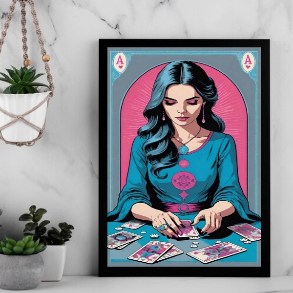 Quadro Decorativo Taróloga - Cartomante 33x24cm - Com Vidro M