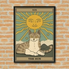 Quadro Decorativo Tarot Gato O Sol  - 70x50cm Moldura Branca