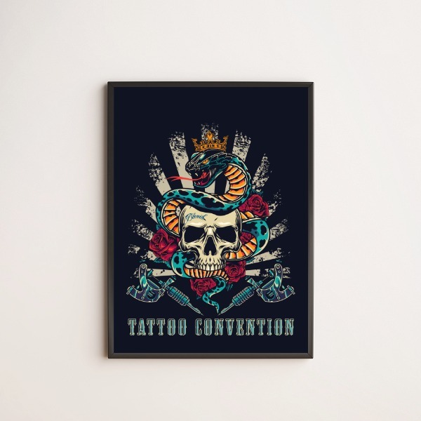 Quadro Decorativo Tatoo Convention 24x18cm - Com Vidro Moldur