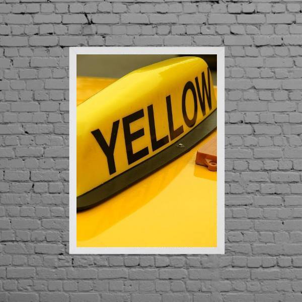Quadro Decorativo Taxi Yellow 45x34cm - Com Vidro Moldura:mad