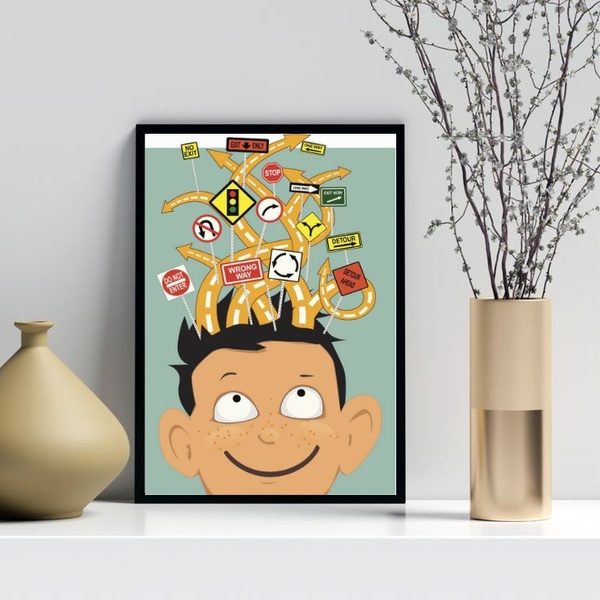 Quadro Decorativo Tdah 33x24cm Moldura Preta