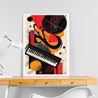 Quadro Decorativo Teclado - Música 24x18cm Moldura Preta