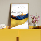 Quadro Decorativo Tela Canvas Abstrato Alpes Com Moldura Dour