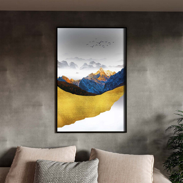 Quadro Decorativo Tela Canvas Abstrato Alpes Com Moldura E Vi