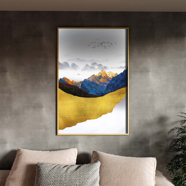 Quadro Decorativo Tela Canvas Abstrato Alpes Com Moldura E Vi