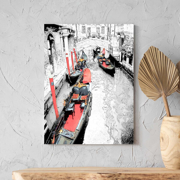 Quadro Decorativo Tela Canvas Abstrato Black And White Venice