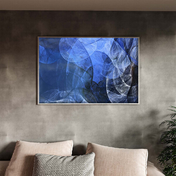Quadro Decorativo Tela Canvas Abstrato Blue Motion Com Moldur