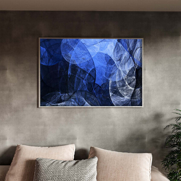 Quadro Decorativo Tela Canvas Abstrato Blue Motion Com Moldur