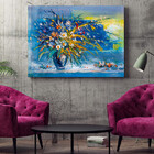 Quadro Decorativo Tela Canvas Abstrato Blue Vaso - 150x80cm