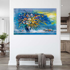 Quadro Decorativo Tela Canvas Abstrato Blue Vaso - 180x100 Cm