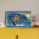 Quadro Decorativo Tela Canvas Abstrato Blue Vaso Com Moldura