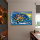 Quadro Decorativo Tela Canvas Abstrato Blue Vaso Com Moldura