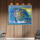 Quadro Decorativo Tela Canvas Abstrato Blue Vaso Com Moldura