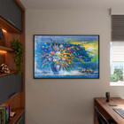 Quadro Decorativo Tela Canvas Abstrato Blue Vaso Com Moldura