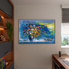 Quadro Decorativo Tela Canvas Abstrato Blue Vaso Com Moldura