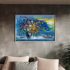 Quadro Decorativo Tela Canvas Abstrato Blue Vaso Com Moldura