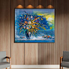 Quadro Decorativo Tela Canvas Abstrato Blue Vaso Com Moldura