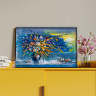 Quadro Decorativo Tela Canvas Abstrato Blue Vaso Com Moldura