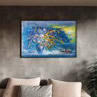 Quadro Decorativo Tela Canvas Abstrato Blue Vaso Com Moldura
