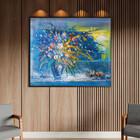 Quadro Decorativo Tela Canvas Abstrato Blue Vaso Com Moldura