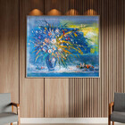 Quadro Decorativo Tela Canvas Abstrato Blue Vaso Com Moldura