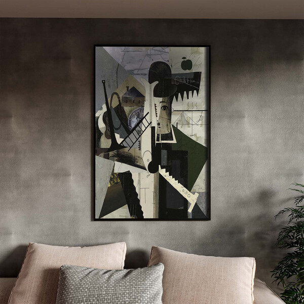 Quadro Decorativo Tela Canvas Abstrato Chaplin Geométrico Com