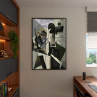 Quadro Decorativo Tela Canvas Abstrato Chaplin Geométrico Com