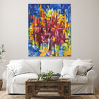 Quadro Decorativo Tela Canvas Abstrato Cidade Vertical - 180x