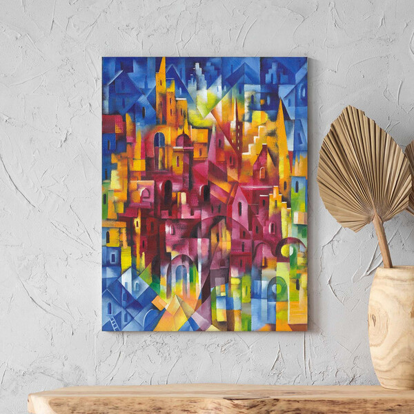 Quadro Decorativo Tela Canvas Abstrato Cidade Vertical - 180x