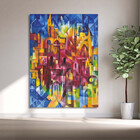 Quadro Decorativo Tela Canvas Abstrato Cidade Vertical - 180x