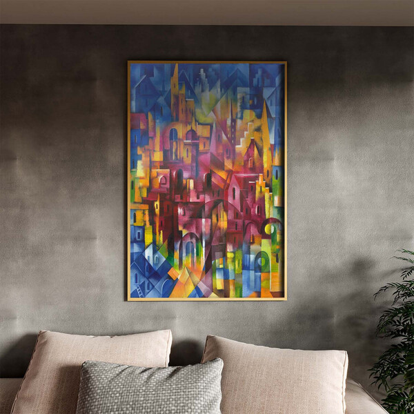 Quadro Decorativo Tela Canvas Abstrato Cidade Vertical Com Mo