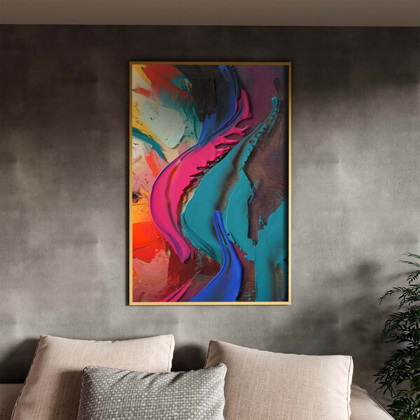 Quadro Decorativo Tela Canvas Abstrato Color Pigments Com Mol