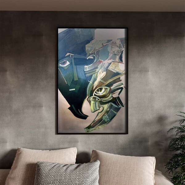 Quadro Decorativo Tela Canvas Abstrato Cubism Com Moldura E V