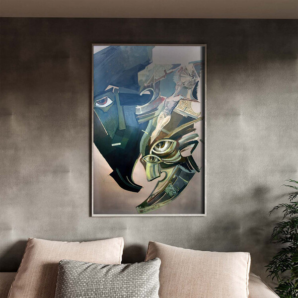 Quadro Decorativo Tela Canvas Abstrato Cubism Com Moldura E V