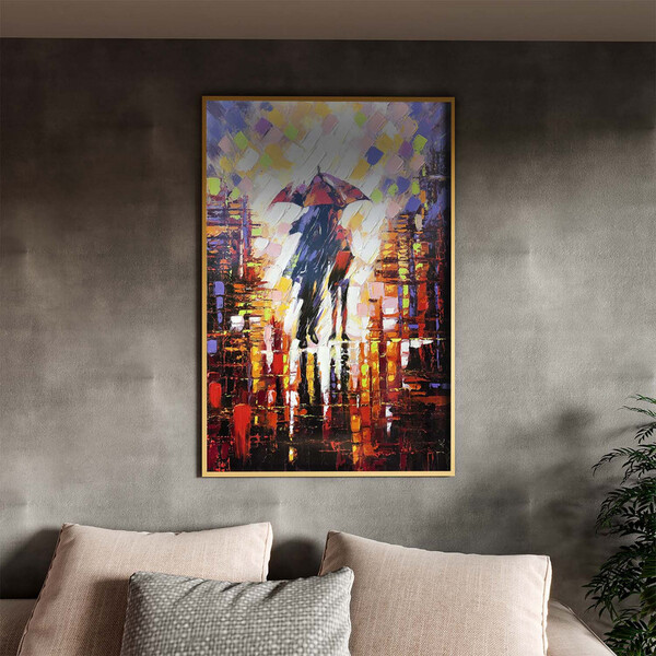 Quadro Decorativo Tela Canvas Abstrato Dias De Chuva Com Mold