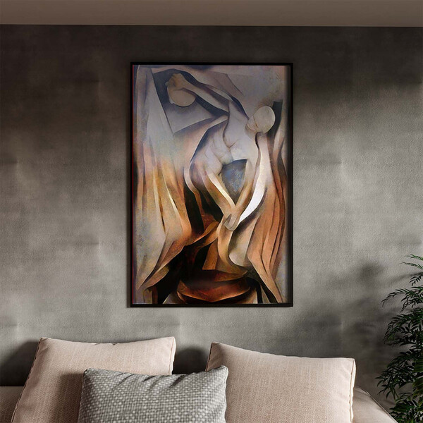 Quadro Decorativo Tela Canvas Abstrato Discóbolo Com Moldura