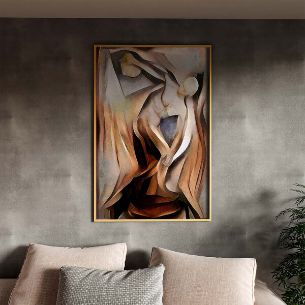 Quadro Decorativo Tela Canvas Abstrato Discóbolo Com Moldura