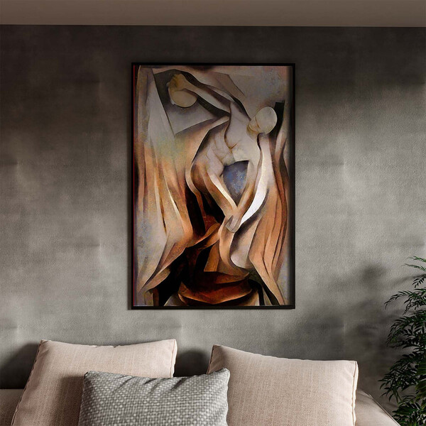 Quadro Decorativo Tela Canvas Abstrato Discóbolo Com Moldura