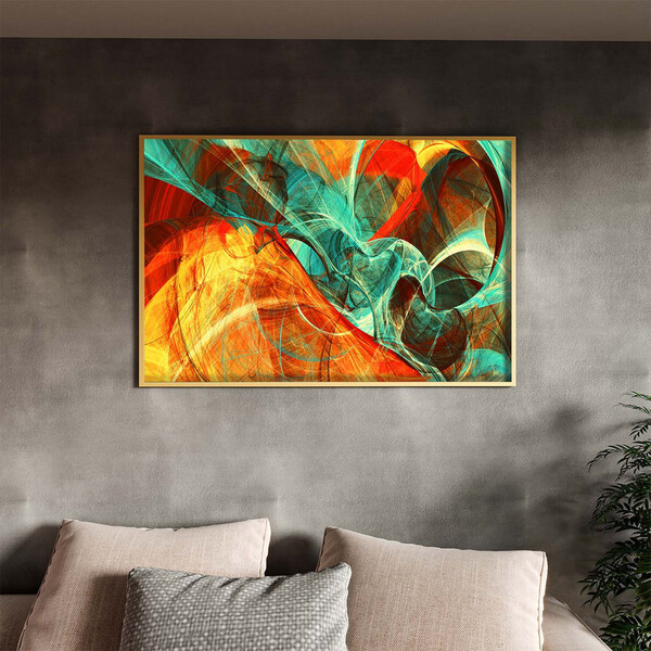 Quadro Decorativo Tela Canvas Abstrato Elementais Com Muldura