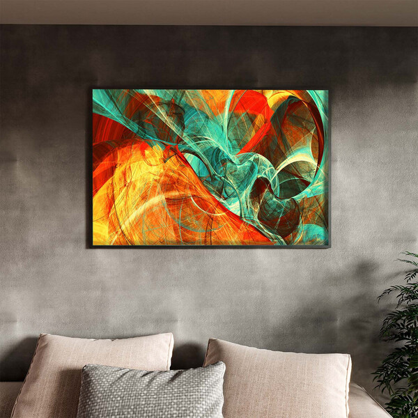 Quadro Decorativo Tela Canvas Abstrato Elementais Com Muldura