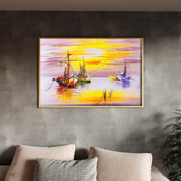 Quadro Decorativo Tela Canvas Abstrato Mar Rosado Com Moldura