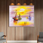 Quadro Decorativo Tela Canvas Abstrato Mar Rosado Com Moldura