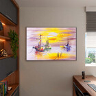 Quadro Decorativo Tela Canvas Abstrato Mar Rosado Com Moldura