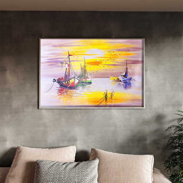 Quadro Decorativo Tela Canvas Abstrato Mar Rosado Com Moldura