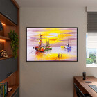 Quadro Decorativo Tela Canvas Abstrato Mar Rosado Com Moldura