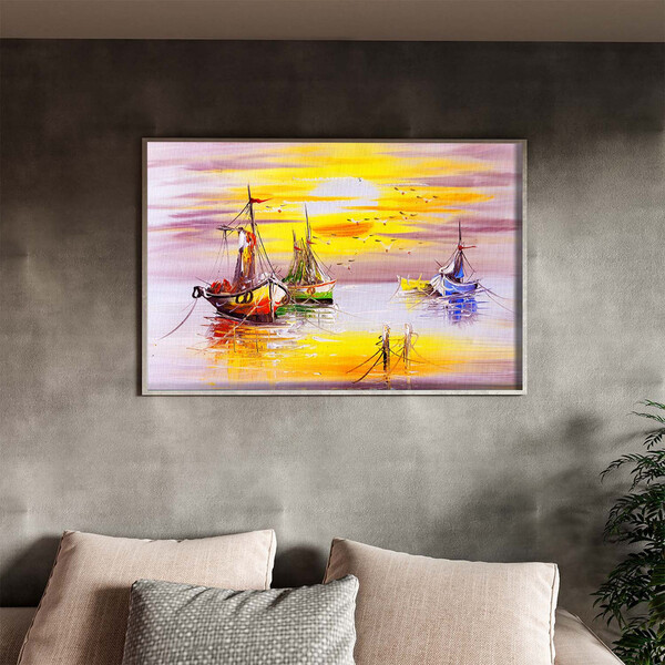 Quadro Decorativo Tela Canvas Abstrato Mar Rosado Com Moldura