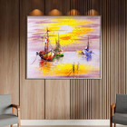 Quadro Decorativo Tela Canvas Abstrato Mar Rosado Com Moldura