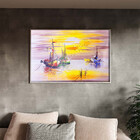 Quadro Decorativo Tela Canvas Abstrato Mar Rosado Com Moldura