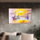 Quadro Decorativo Tela Canvas Abstrato Mar Rosado Com Moldura