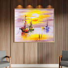 Quadro Decorativo Tela Canvas Abstrato Mar Rosado Com Moldura